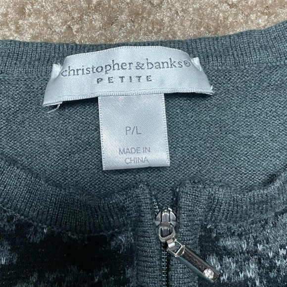 CHRISTOPHER & BANKS ZIP FRONT CARDIGAN. PETITE/LARGE. - Picture 7 of 8